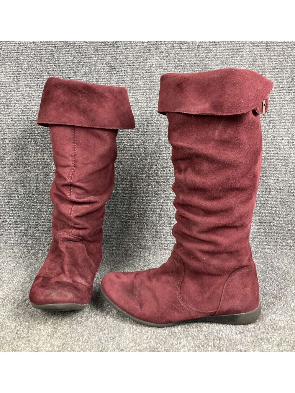 Hot Tomato Womens Size 5M Jamila Burgundy Maroon Mid Calf Faux Suede Boots